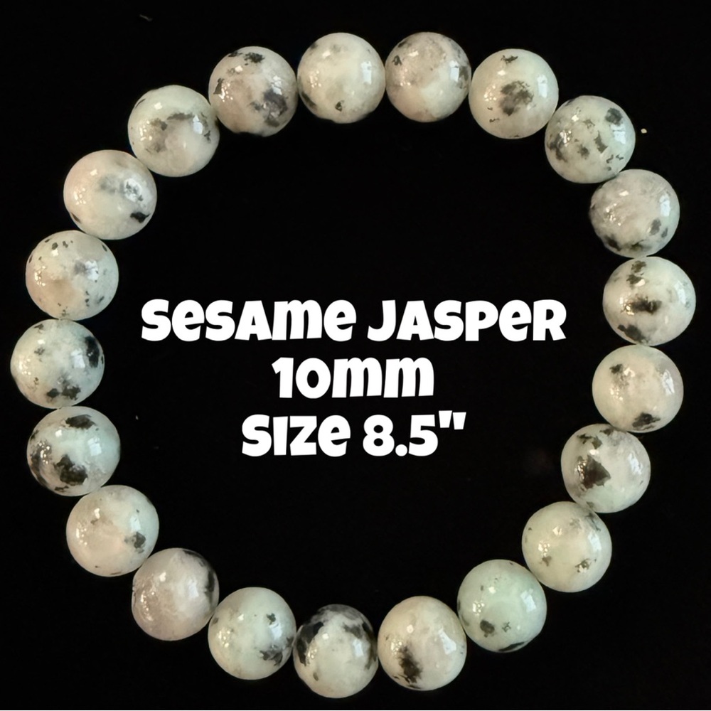 Authentic Sesame Jasper 10mm Stretchy Bracelet by‎ Bombshell Beads